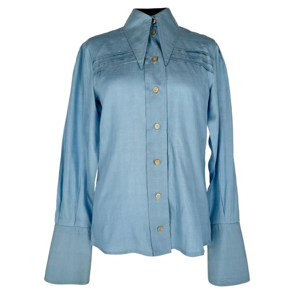 Gucci Button-Down Shirt in Blue Silk